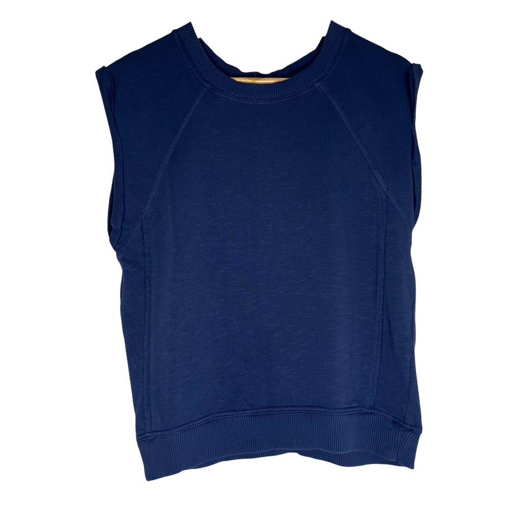 NWT Anthropologie Pilcro Navy Blue Muscle Sweatshirt SZ XXS Athleisure Sporty